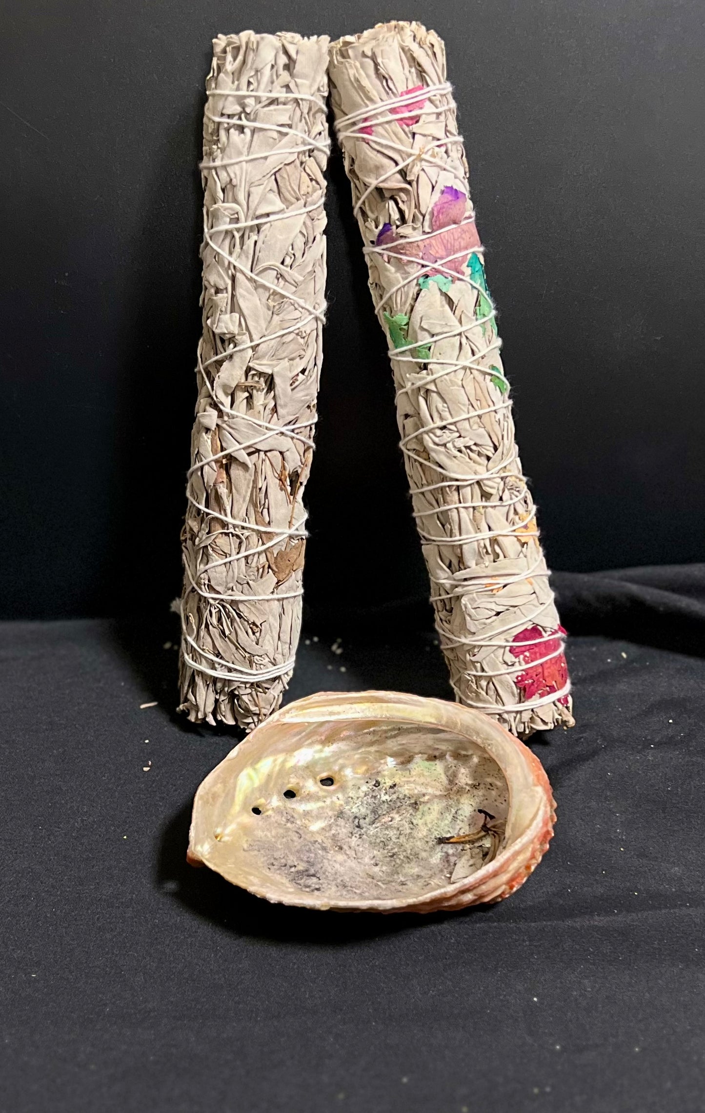Large 7 Chakra White Sage with Rose Petals